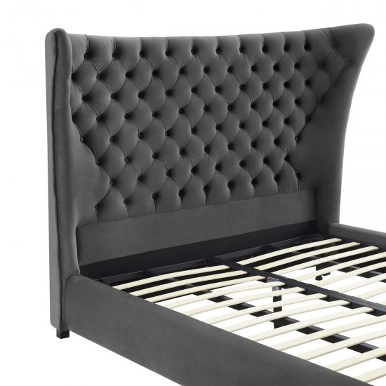 TOV Furniture Sassy Grey Velvet Queen Bed