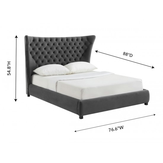 TOV Furniture Sassy Grey Velvet Queen Bed