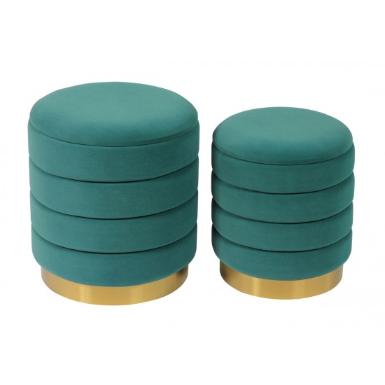 TOV Furniture Saturn Teal Storage Ottomans - Set of 2