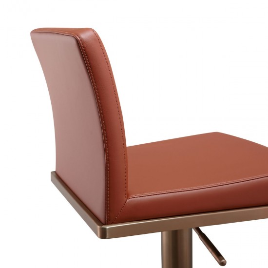 TOV Furniture Sentinel Saddle Brown and Rose Gold Adjustable Stool