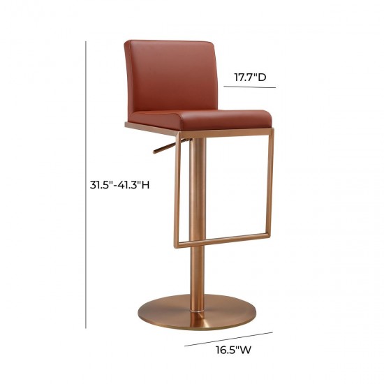 TOV Furniture Sentinel Saddle Brown and Rose Gold Adjustable Stool