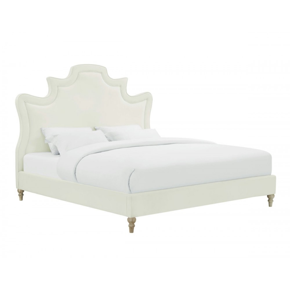 TOV Furniture Serenity Cream Velvet Bed in King