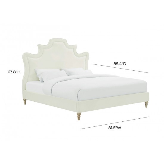 TOV Furniture Serenity Cream Velvet Bed in King