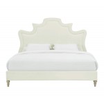 TOV Furniture Serenity Cream Velvet Bed in King