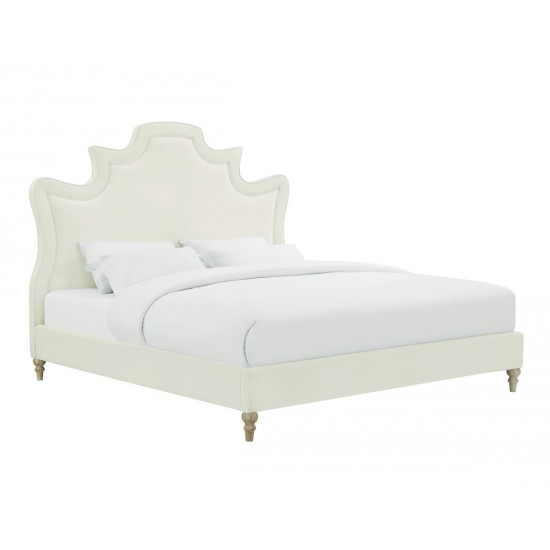 TOV Furniture Serenity Cream Velvet Bed in Queen