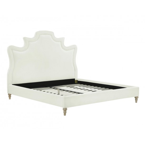 TOV Furniture Serenity Cream Velvet Bed in Queen