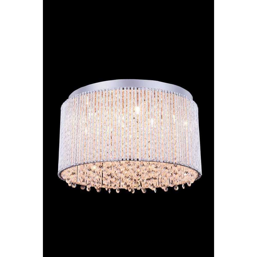 Elegant Lighting Influx 10 Light Chrome Flush Mount Clear Royal Cut Crystal