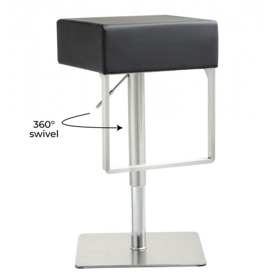 TOV Furniture Seville Black Stainless Adjustable Barstool