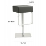 TOV Furniture Seville Grey Stainless Adjustable Barstool