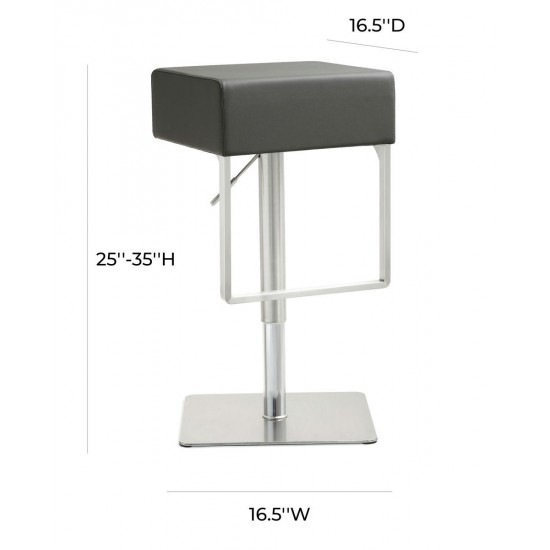 TOV Furniture Seville Grey Stainless Adjustable Barstool