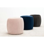 TOV Furniture Sommer Navy Velvet Ottoman