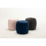 TOV Furniture Sommer Navy Velvet Ottoman