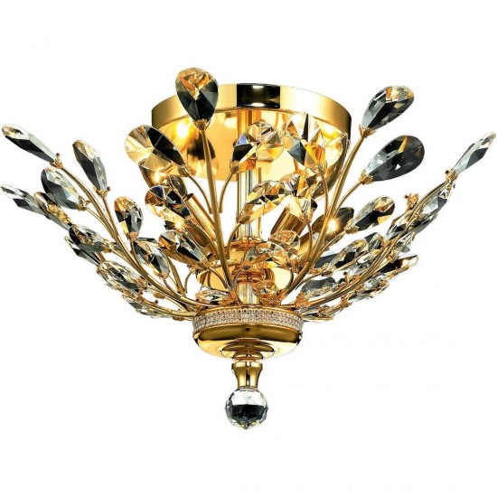 Elegant Lighting Orchid 4 Light Gold Flush Mount Clear Swarovski Elements Crystal