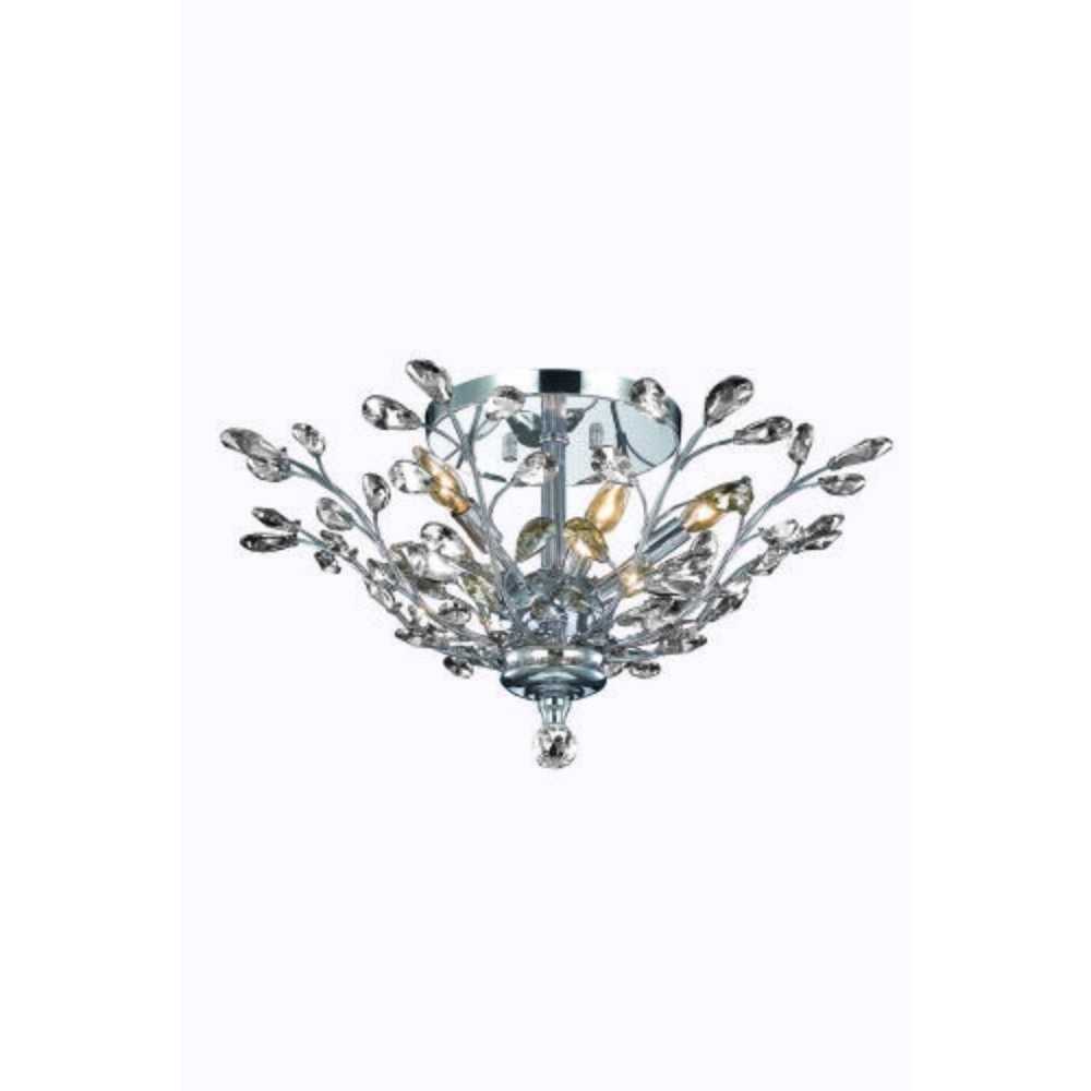 Elegant Lighting Orchid 6 Light Chrome Flush Mount Clear Royal Cut Crystal