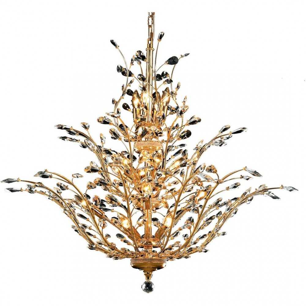 Elegant Lighting Orchid 18 Light Gold Chandelier Clear Spectra Swarovski Crystal