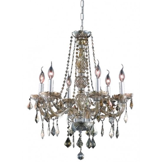 Elegant Lighting Verona 6 Light Golden Teak Chandelier Golden Teak (Smoky) Swarovski Elements Crystal