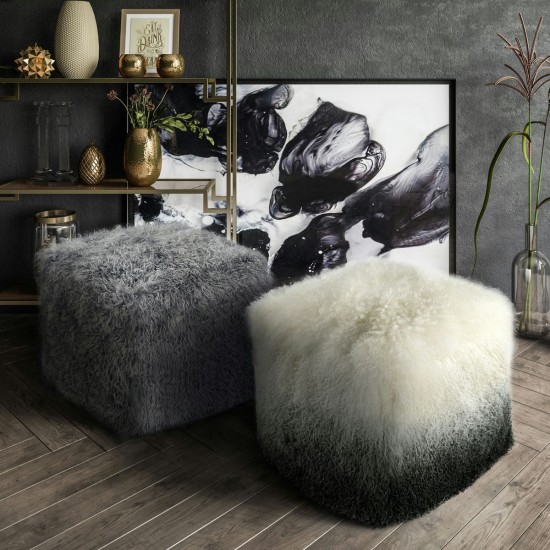 TOV Furniture Tibetan Sheep Grey Pouf