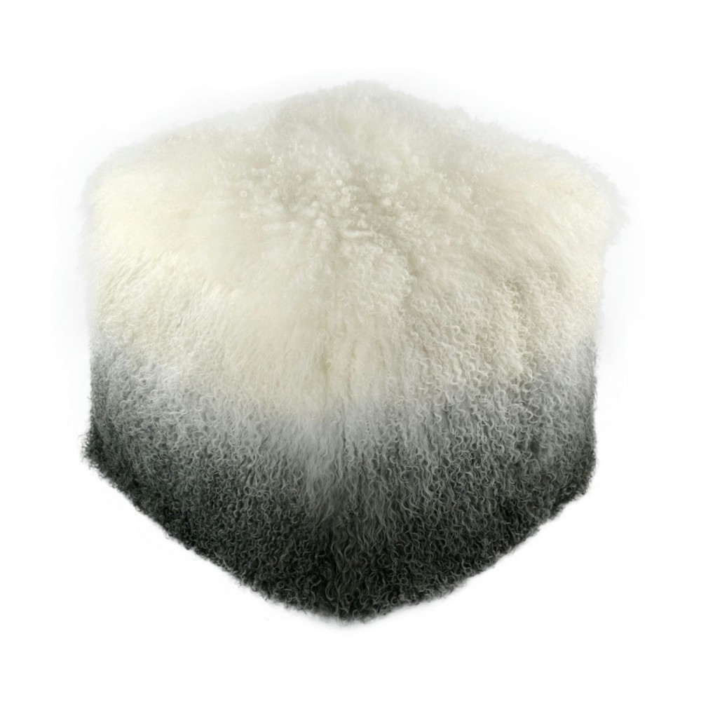 TOV Furniture Tibetan Sheep White to Grey Pouf TOV Furniture Tibetan Sheep White to Grey Pouf