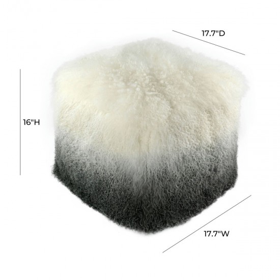 TOV Furniture Tibetan Sheep White to Grey Pouf