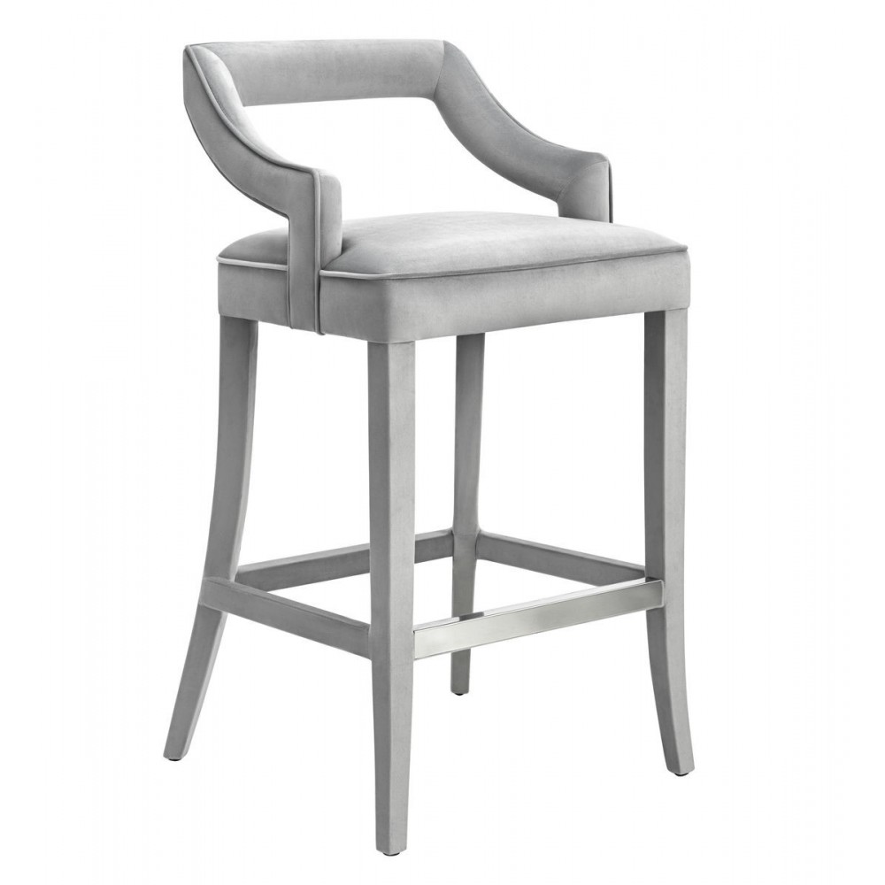 TOV Furniture Tiffany Grey Velvet Bar Stool