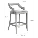 TOV Furniture Tiffany Grey Velvet Bar Stool