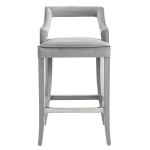 TOV Furniture Tiffany Grey Velvet Bar Stool