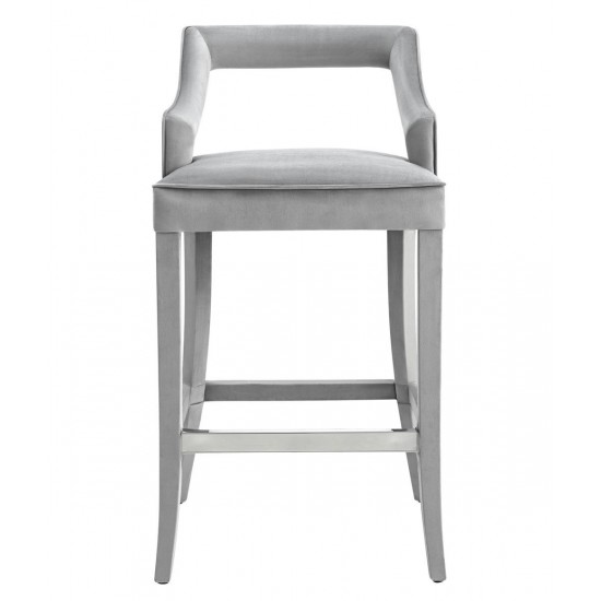 TOV Furniture Tiffany Grey Velvet Bar Stool