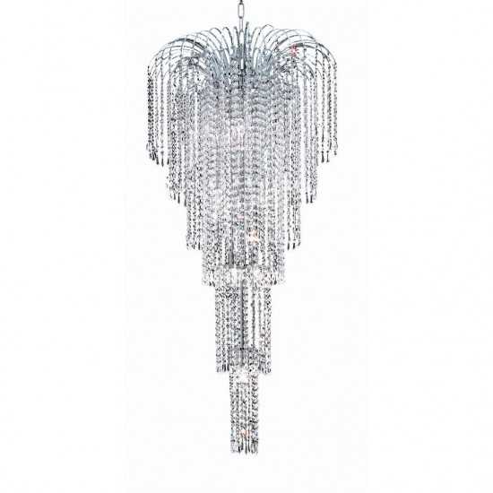 Elegant Lighting Falls 9 Light Chrome Chandelier Clear Elegant Cut Crystal