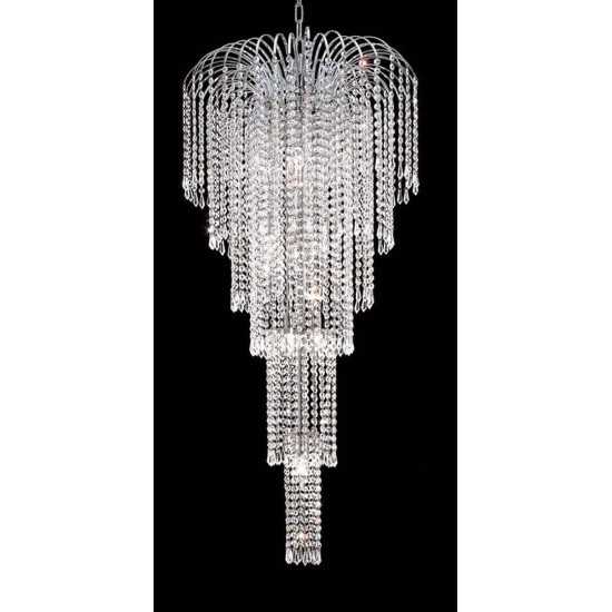 Elegant Lighting Falls 9 Light Chrome Chandelier Clear Elegant Cut Crystal