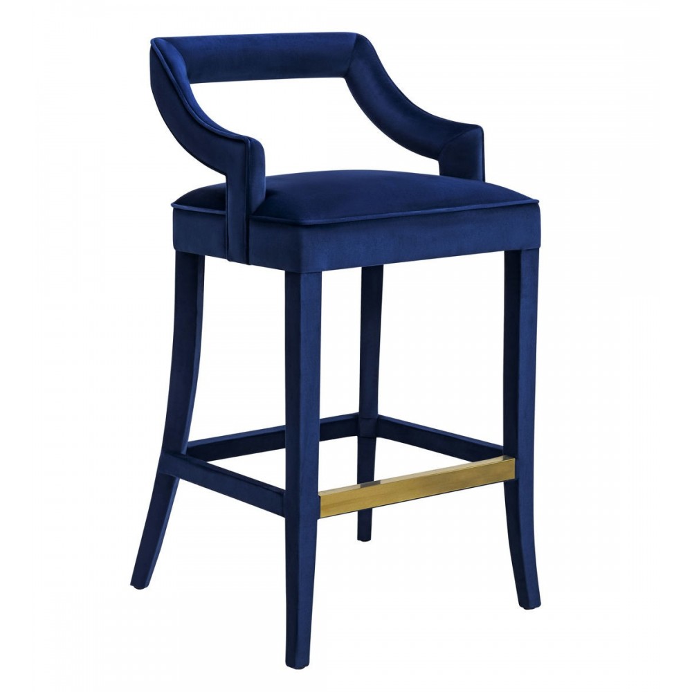 TOV Furniture Tiffany Navy Velvet Counter Stool