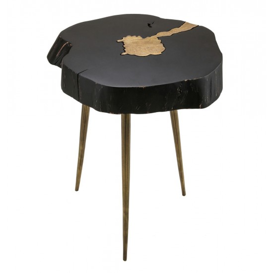 TOV Furniture Timber Black and Brass Side Table