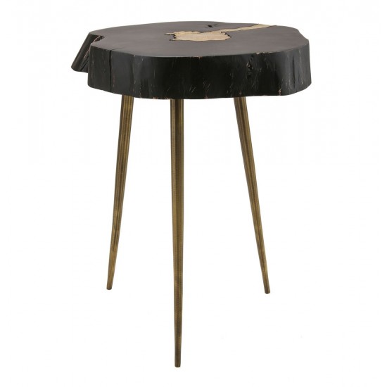 TOV Furniture Timber Black and Brass Side Table