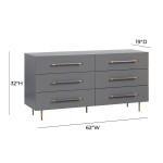 TOV Furniture Trident Grey 6 Drawer Dresser