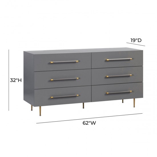 TOV Furniture Trident Grey 6 Drawer Dresser