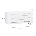 TOV Furniture Trident White 6 Drawer Dresser