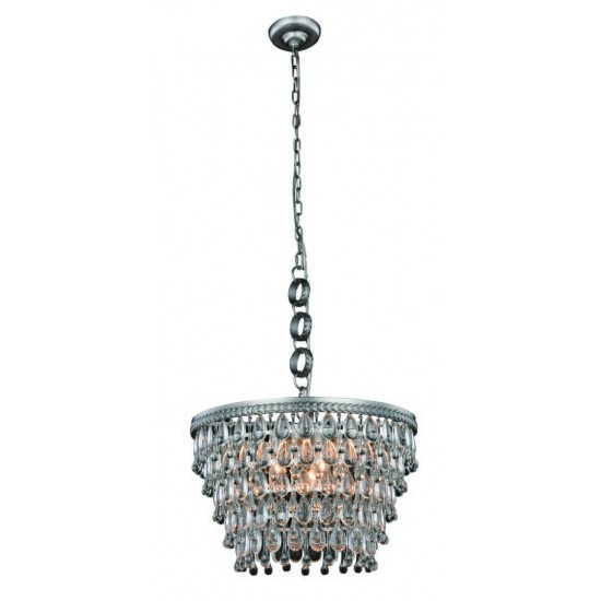 Elegant Lighting Nordic Collection Pendant Lamp D:19 H:12 Lt:5 Antique Silver Finish Royal Cut Clear