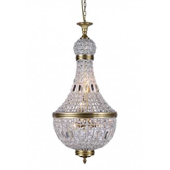 Elegant Lighting 1209 Stella Collection Pendant Lamp D: 17.5in H: 37in Lt: 6 French Gold Finish Royal Cut Crystal (Clear)