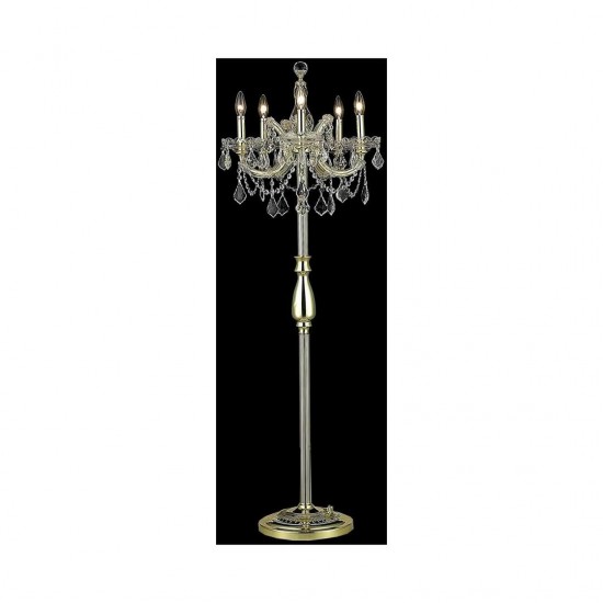 Elegant Lighting Maria Theresa 5 Light Gold Floor Lamp Golden Teak (Smoky) Swarovski Elements Crystal