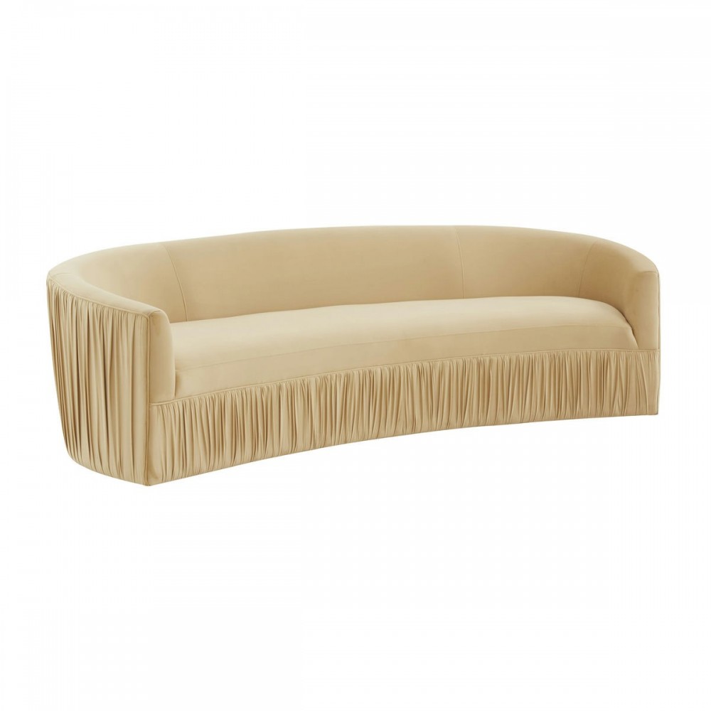 TOV Furniture Valerie Pleated Champagne Velvet Sofa