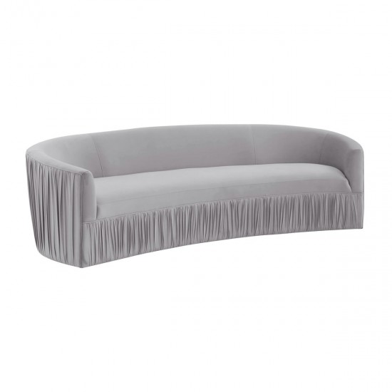 TOV Furniture Valerie Pleated Light Grey Velvet Sofa