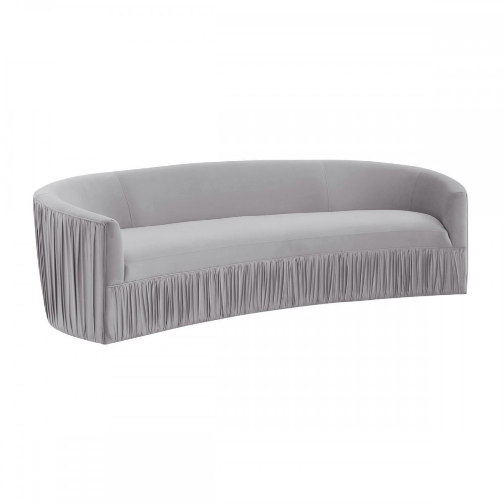 TOV Furniture Valerie Pleated Light Grey Velvet Sofa TOV Furniture Valerie Pleated Light Grey Velvet Sofa