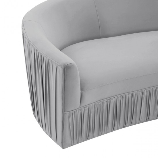 TOV Furniture Valerie Pleated Light Grey Velvet Sofa