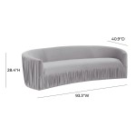 TOV Furniture Valerie Pleated Light Grey Velvet Sofa