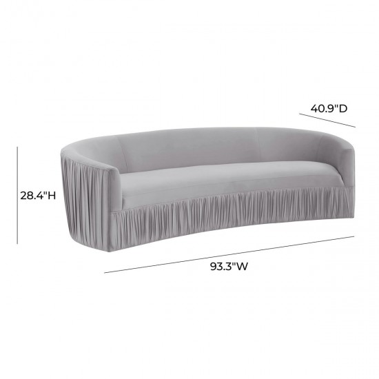 TOV Furniture Valerie Pleated Light Grey Velvet Sofa