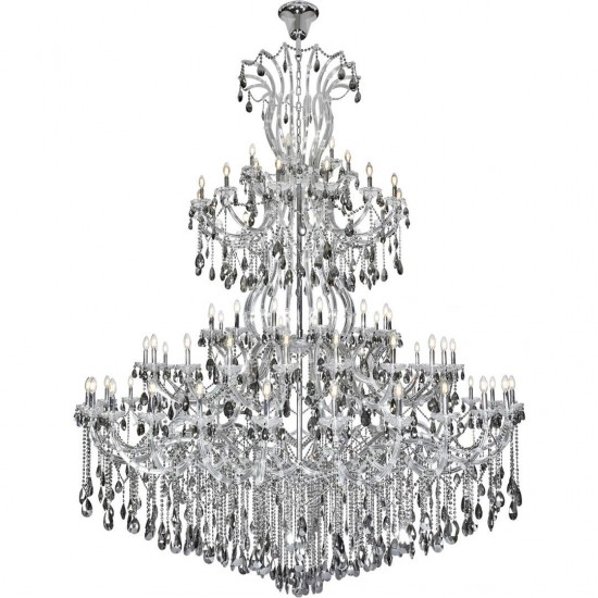 Elegant Lighting Light Chrome Chandelier With Silver Shade Tear Drop Crystals Silver Shade (Grey) Royal Cut Crystal