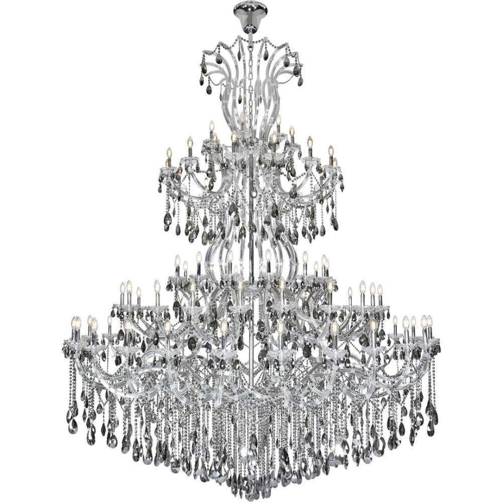 Elegant Lighting Light Chrome Chandelier With Silver Shade Tear Drop Crystals Silver Shade (Grey) Royal Cut Crystal