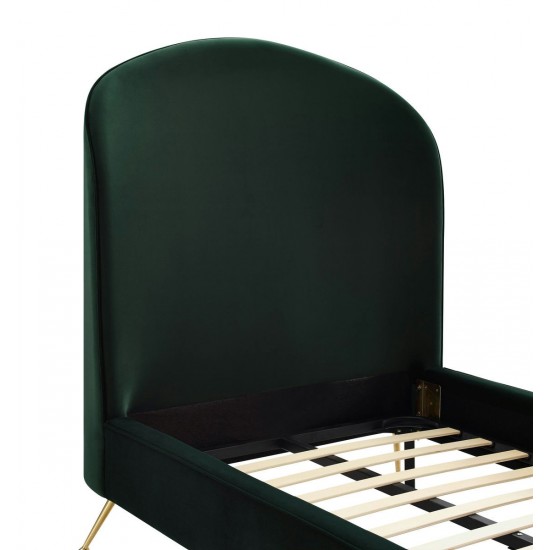 TOV Furniture Vivi Forest Green Velvet Bed in Twin