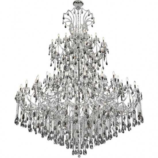 Elegant Lighting Light Chrome Chandelier With Silver Shade Tear Drop Crystals Silver Shade (Grey) Royal Cut Crystal