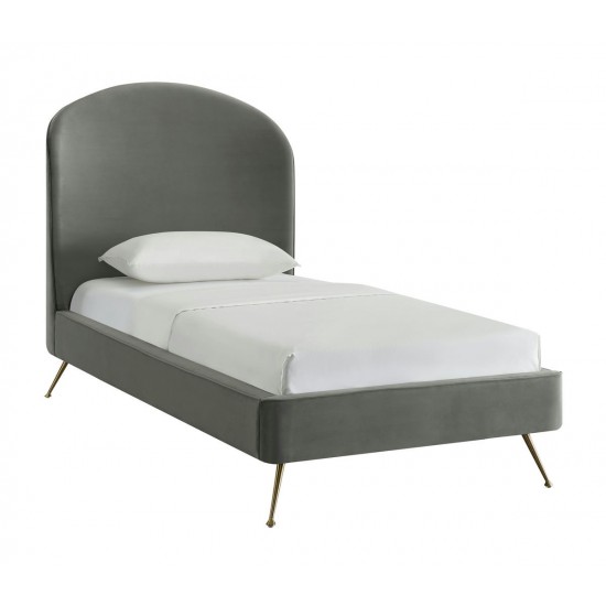 TOV Furniture Vivi Grey Velvet Bed in Twin