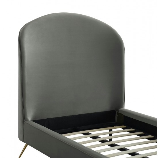 TOV Furniture Vivi Grey Velvet Bed in Twin